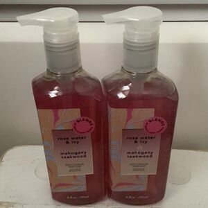 Bath & Body Works Rose Water & Ivy / Mahogany Teakwood Gel Hand Soaps 8oz Lot x2